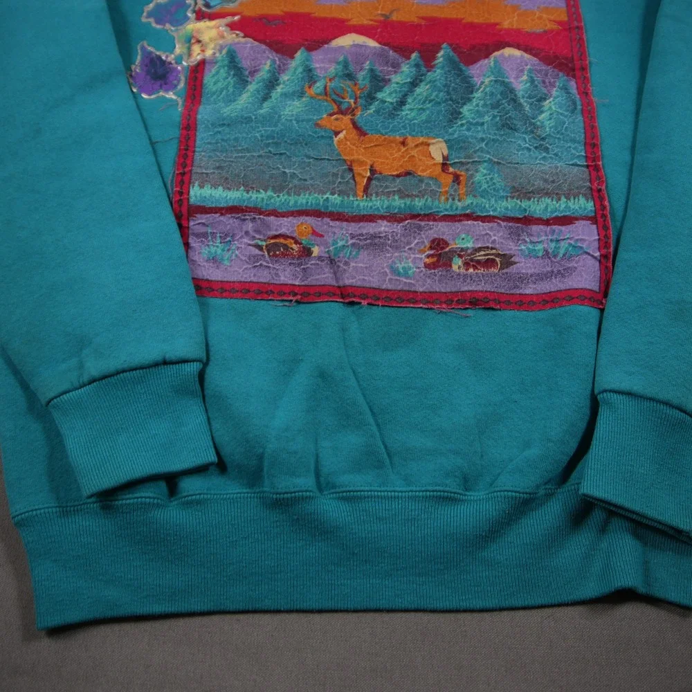 Vinage 80s Deer Duck Lee Sturdy Sweats Nature Men Sweatshirt L Hand Made